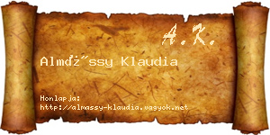 Almássy Klaudia névjegykártya